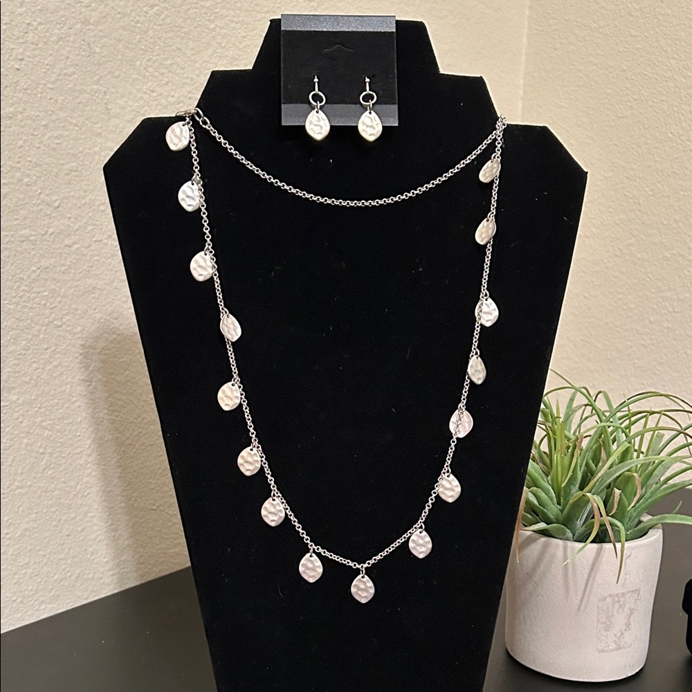 Silver Necklace and Earring Set